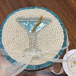 Made in India set of four beaded martini coasters